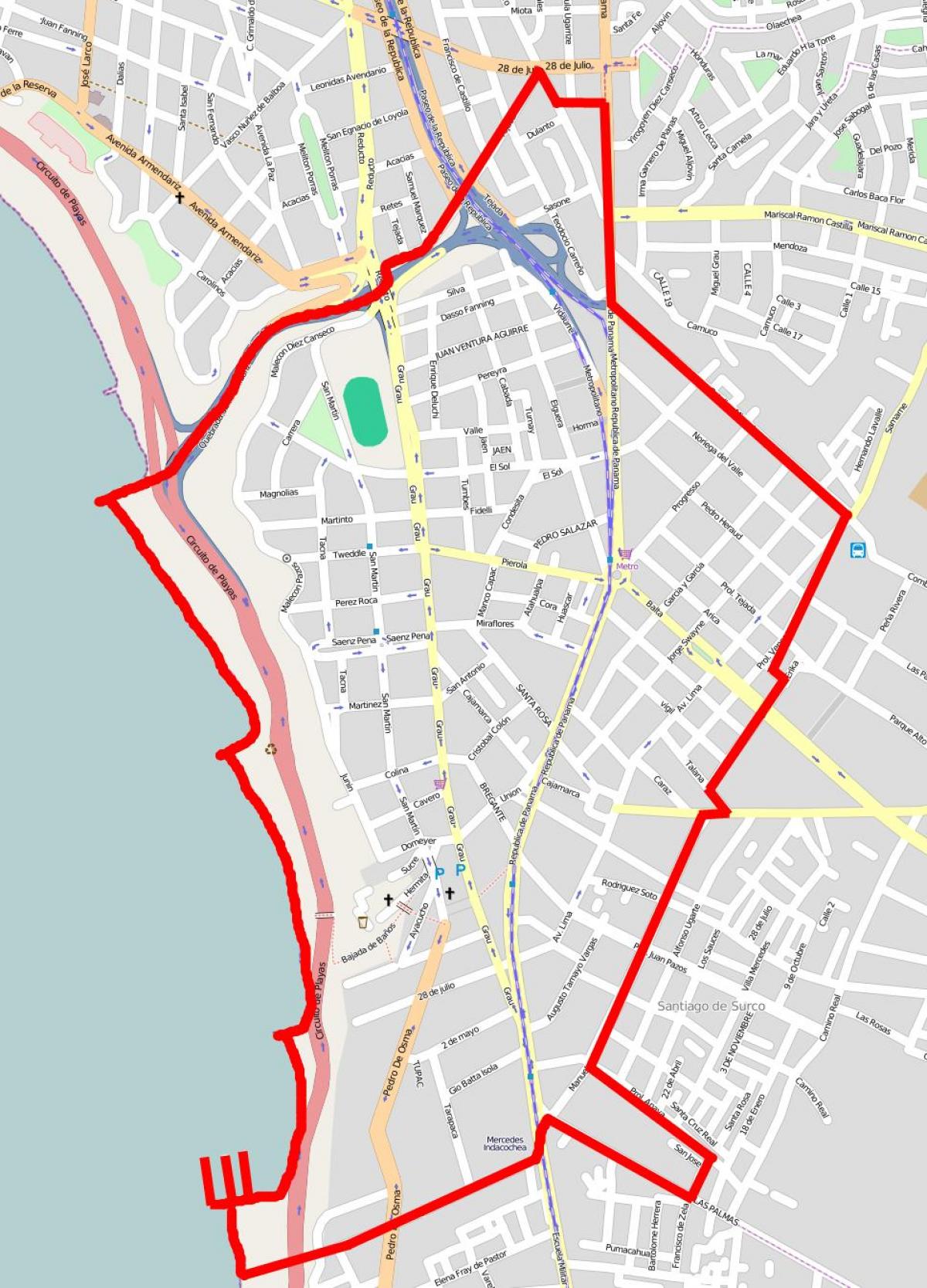 Mapa barranco w Limie