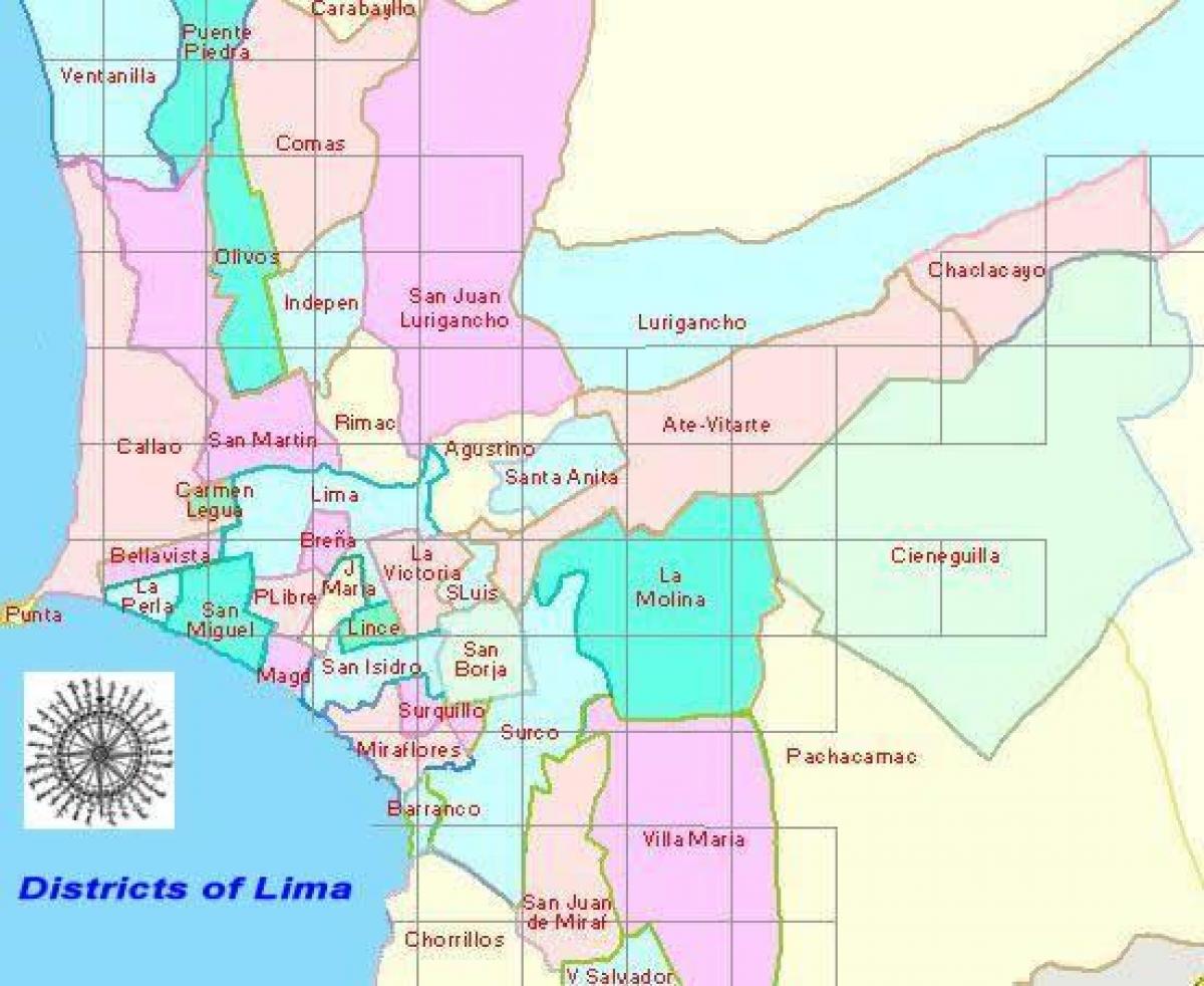 mapa Lima Peru powiatów