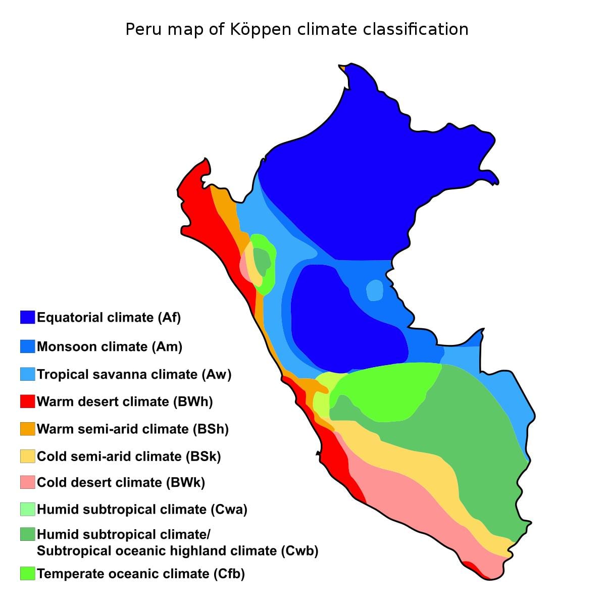 Mapa Peru klimat