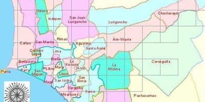 Mapa Lima Peru powiatów